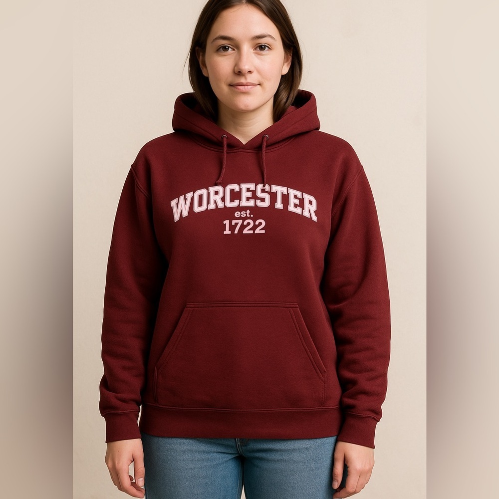Pennant sportswear Worcester Women's L Burgundy Hoodie Collegiate Comfy Cozy